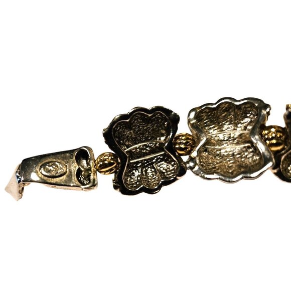 Vintage Bracelet Rope Accent Silver & Gold Tone Cable Strung & Butterfly Clasp - Picture 11 of 13